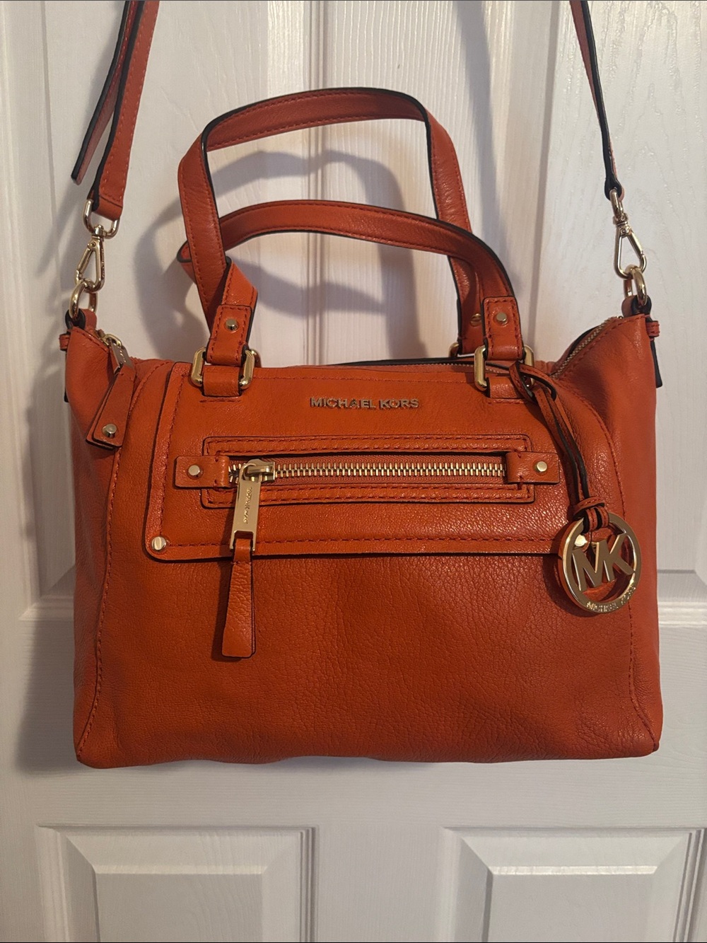 Michael Kors Orange Leather purse with Gold Hardware